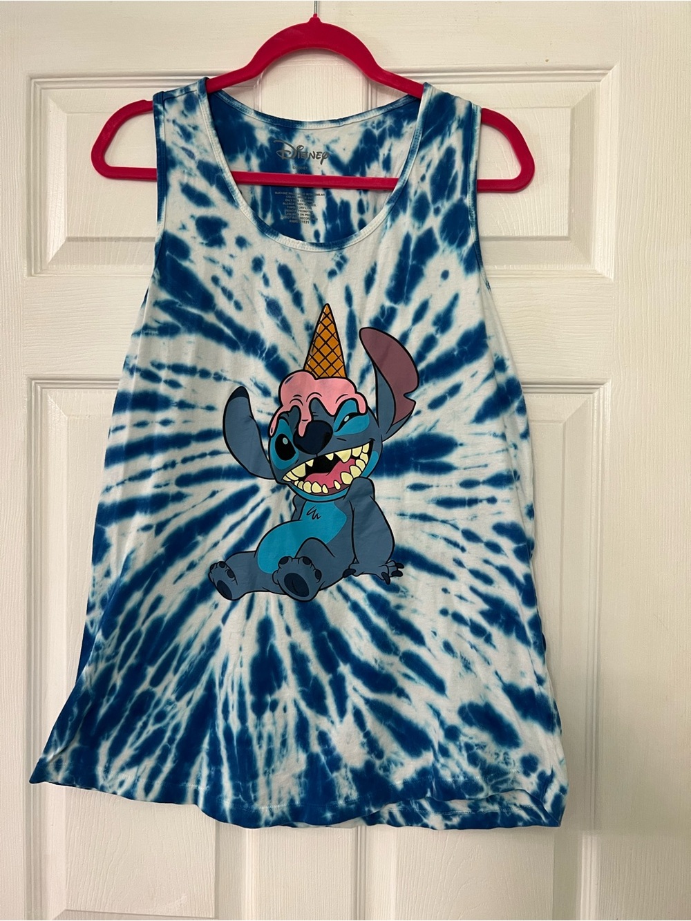 Disney Blue Tie-Dye Stitch Ice Cream Tank Top